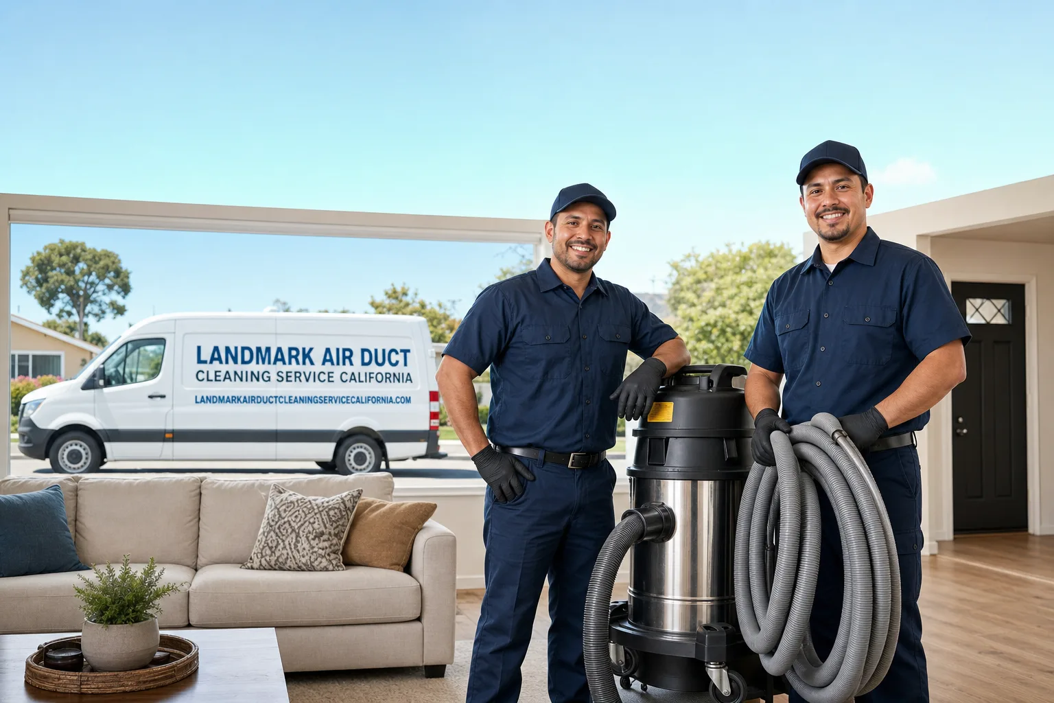 Landmark Air Duct Cleaning Service California service vehicle and crew in California, CA